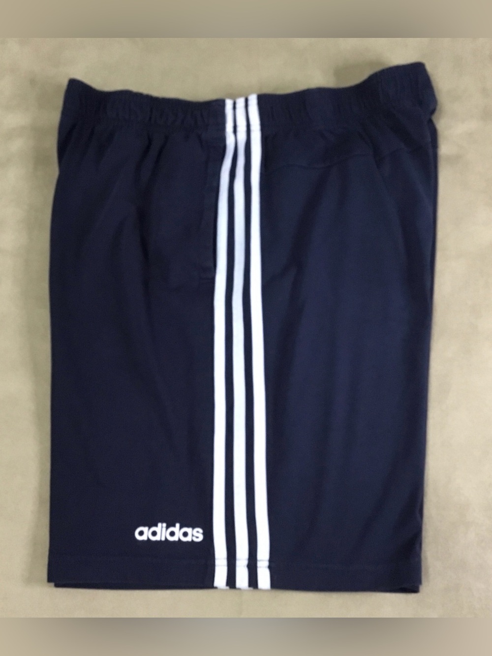 Adidas men’s Navy Athletic Shorts with White 3-Stripes - M508